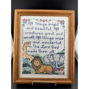 Framed "All things bright & beautiful" Nursery Cross Stitch